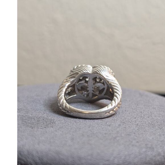 Judith Ripka Classic Diamonique 925 Sterling Silver Cluster Heart Ring Sz 5.75 - Picture 6 of 15